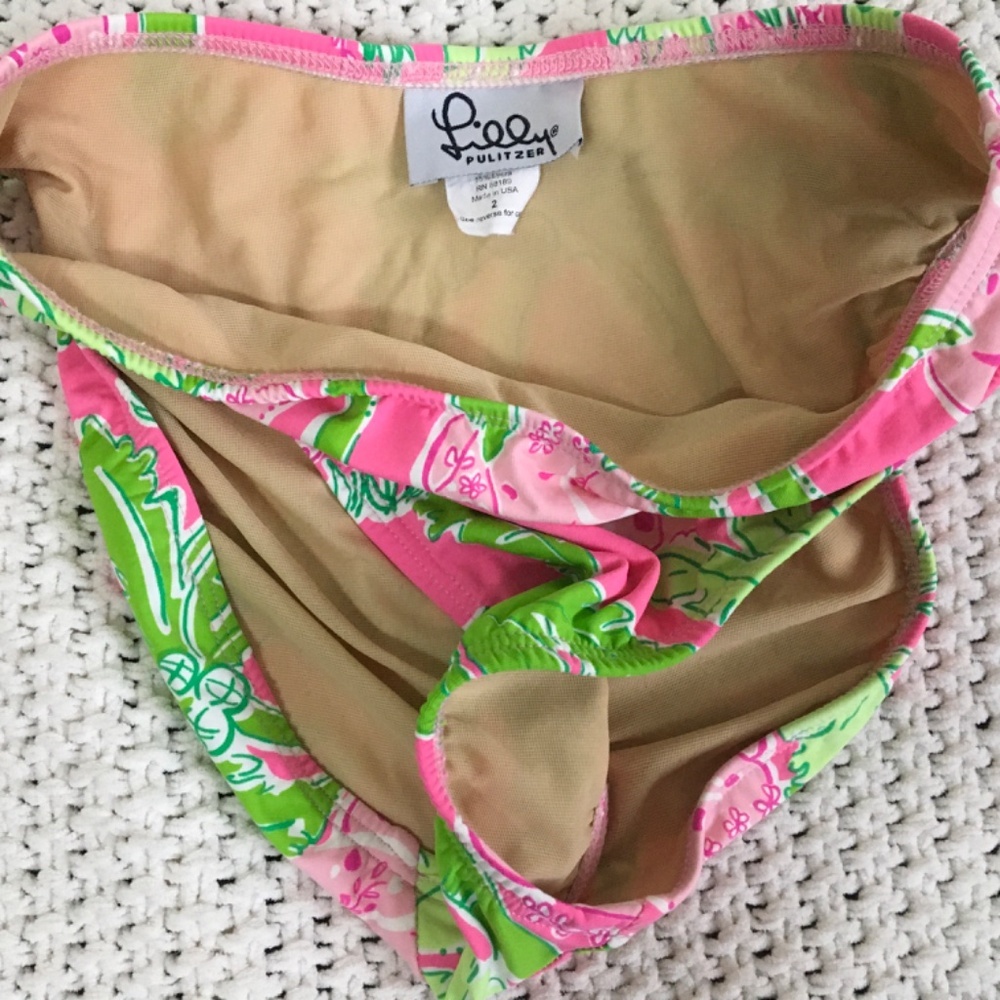 LILLY PULITZER COLORFUL PINK AND GREEN 2 PIECE SIZE 2 WOMANS SWIM SUIT - Picture 7 of 9